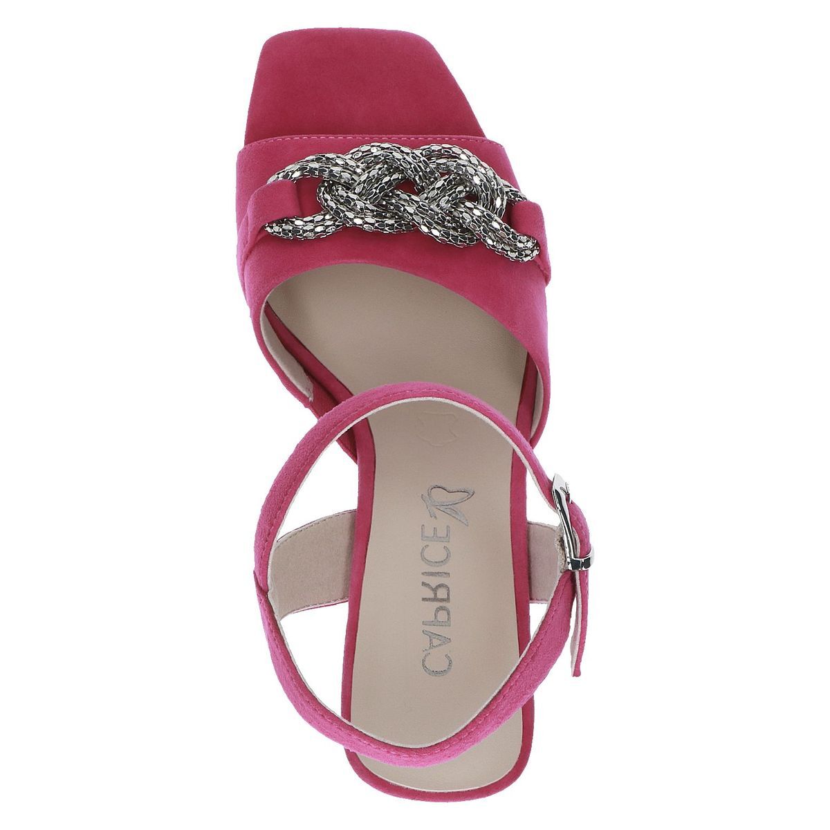 Sandale à talon en cuir violet fauve combiné, CAPRICE