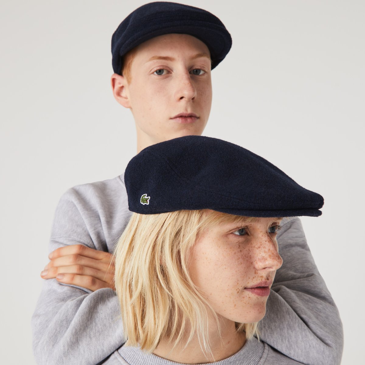 Béret en feutre de laine bleu-166, LACOSTE