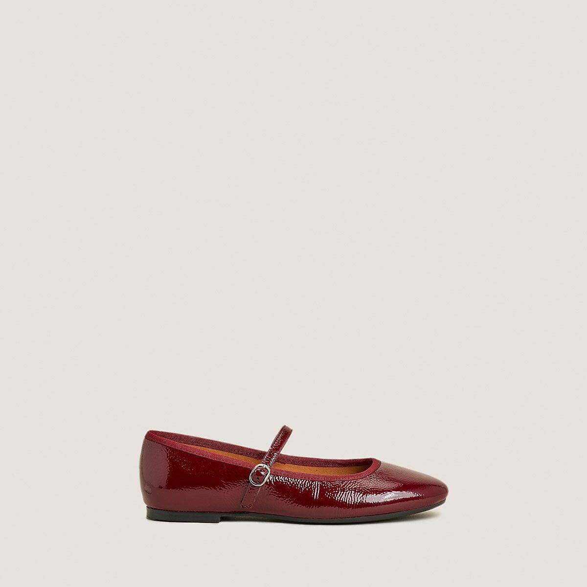 Ballerines en cuir talon plat bordeaux, JONAK