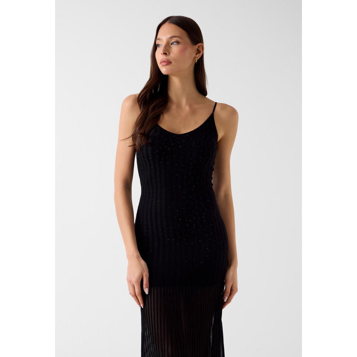 Côtelé Long Dress noir, GUESS