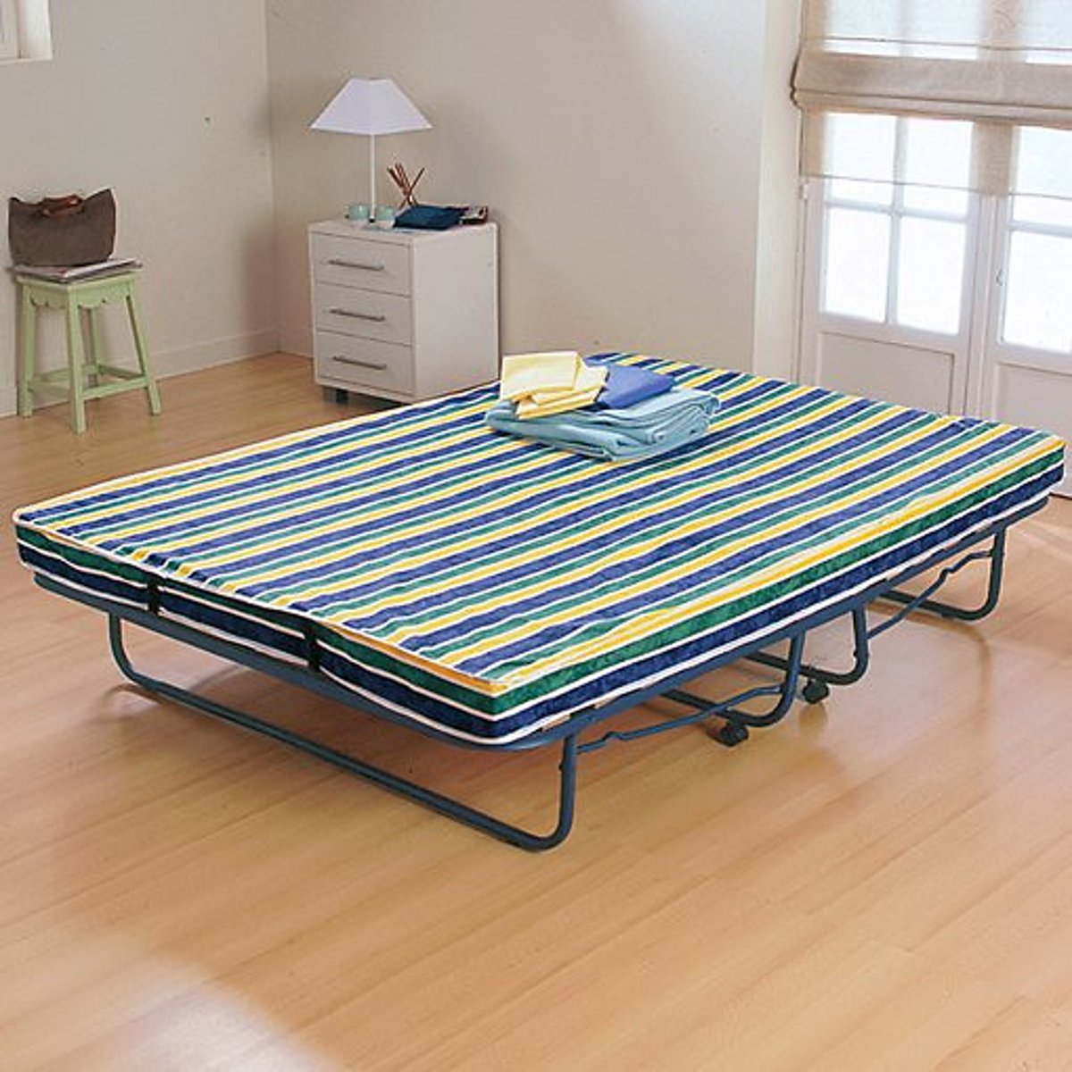 Lit pliant + sommier lattes + matelas ferme rayé, LA REDOUTE INTERIEURS