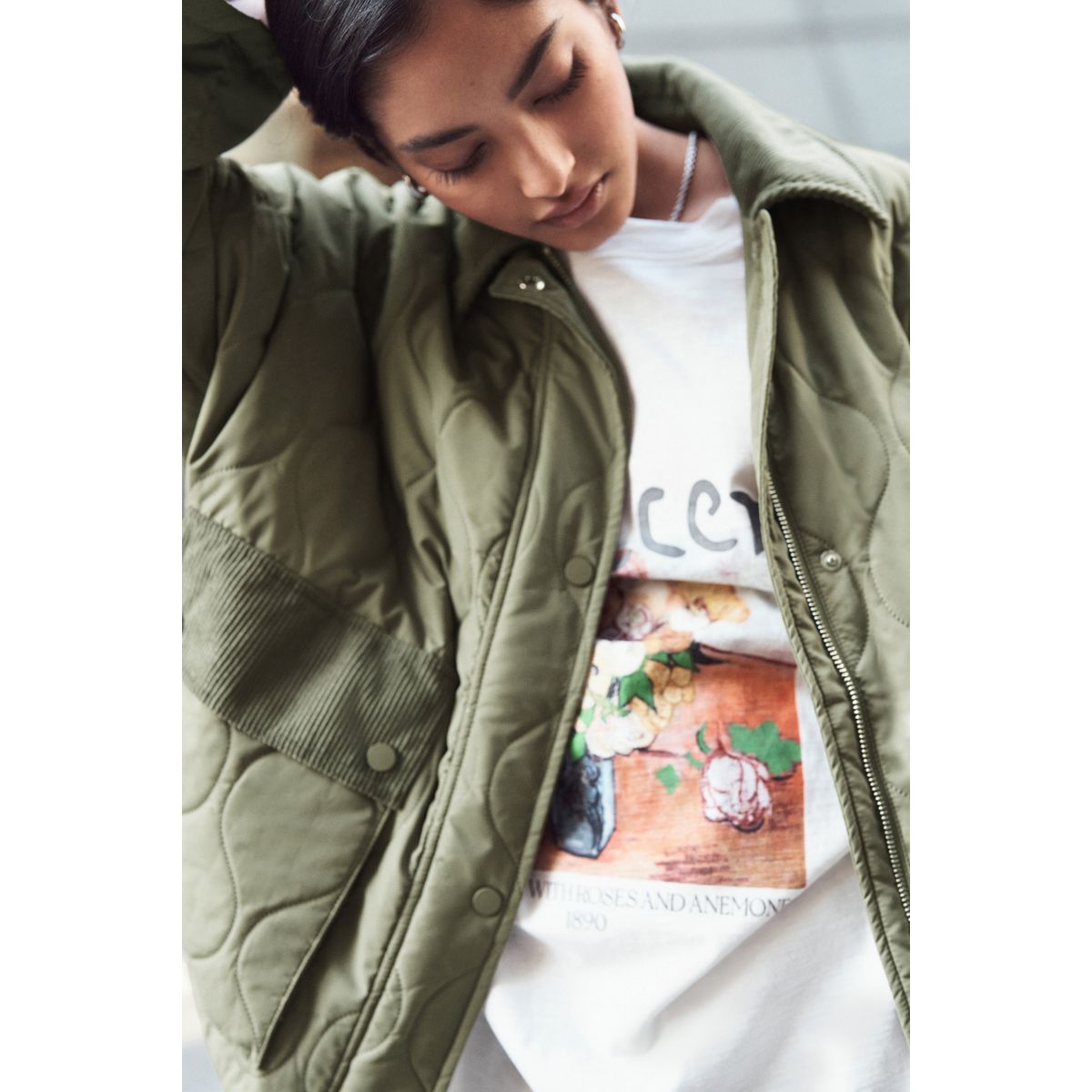 Veste matelassée avec col vert sauge, NEXT