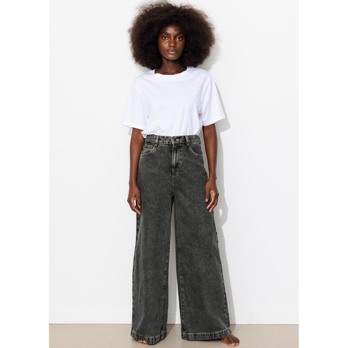 CESAR jean large taille haute noir, PROMOD