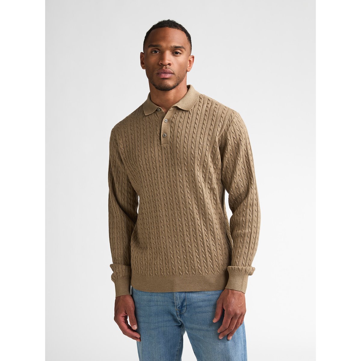 Pull Polo en maille à manches longues stonebridge orange oak, PETROL INDUSTRIES