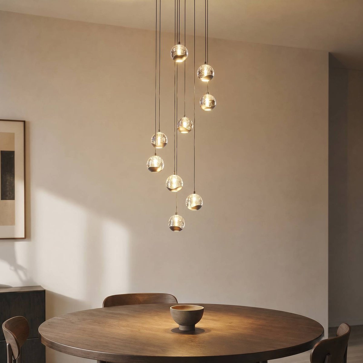 Suspension en verre moderneLED, Hayley clair, noir, LUCANDE