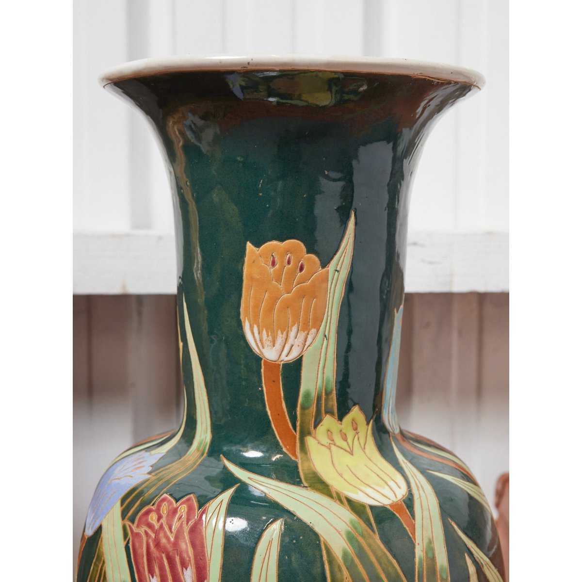 Grand vase en céramique Edmond N°200 - Bon état vert, DEBONGOUT