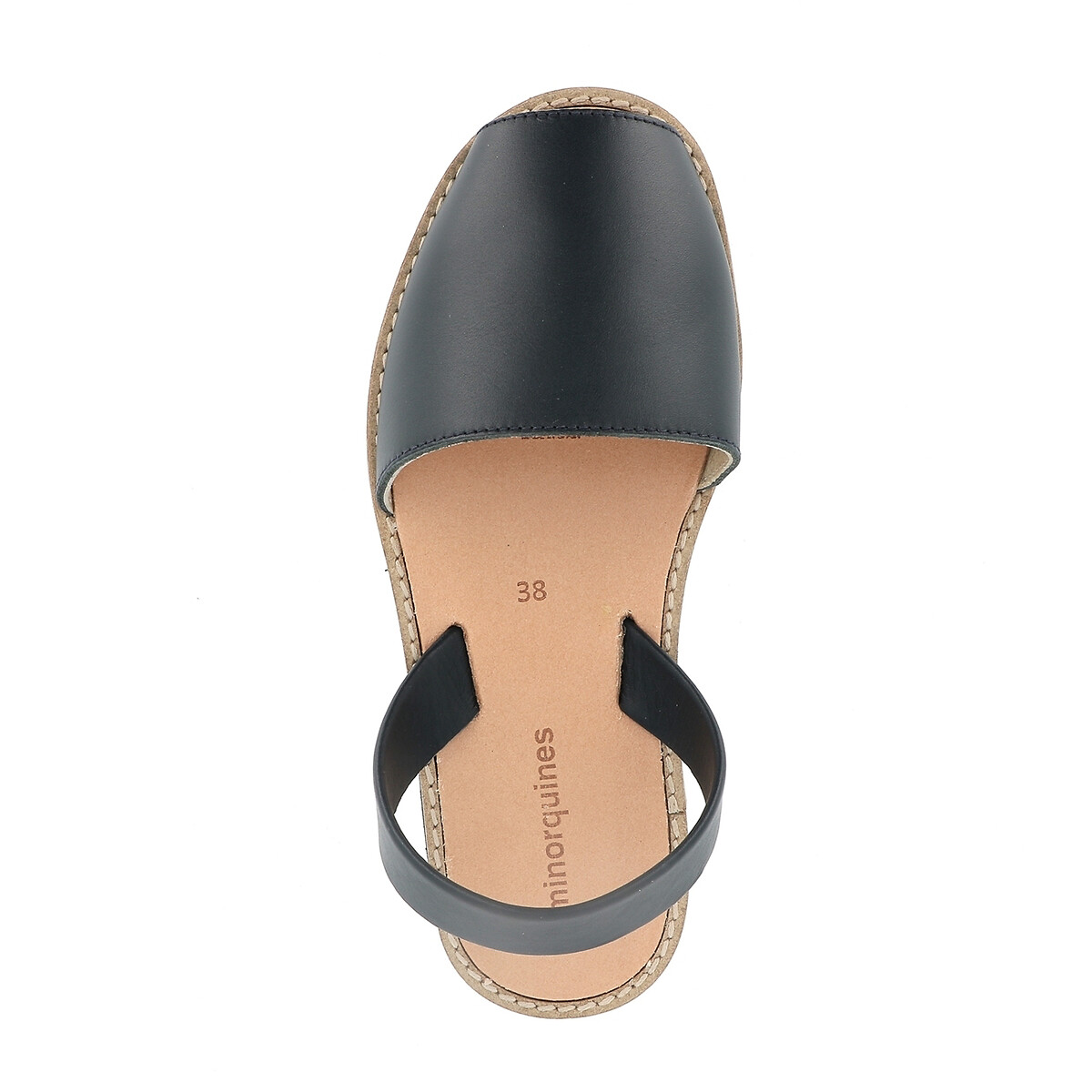 Leren sandalen met platte hak Avarca zwart, MINORQUINES