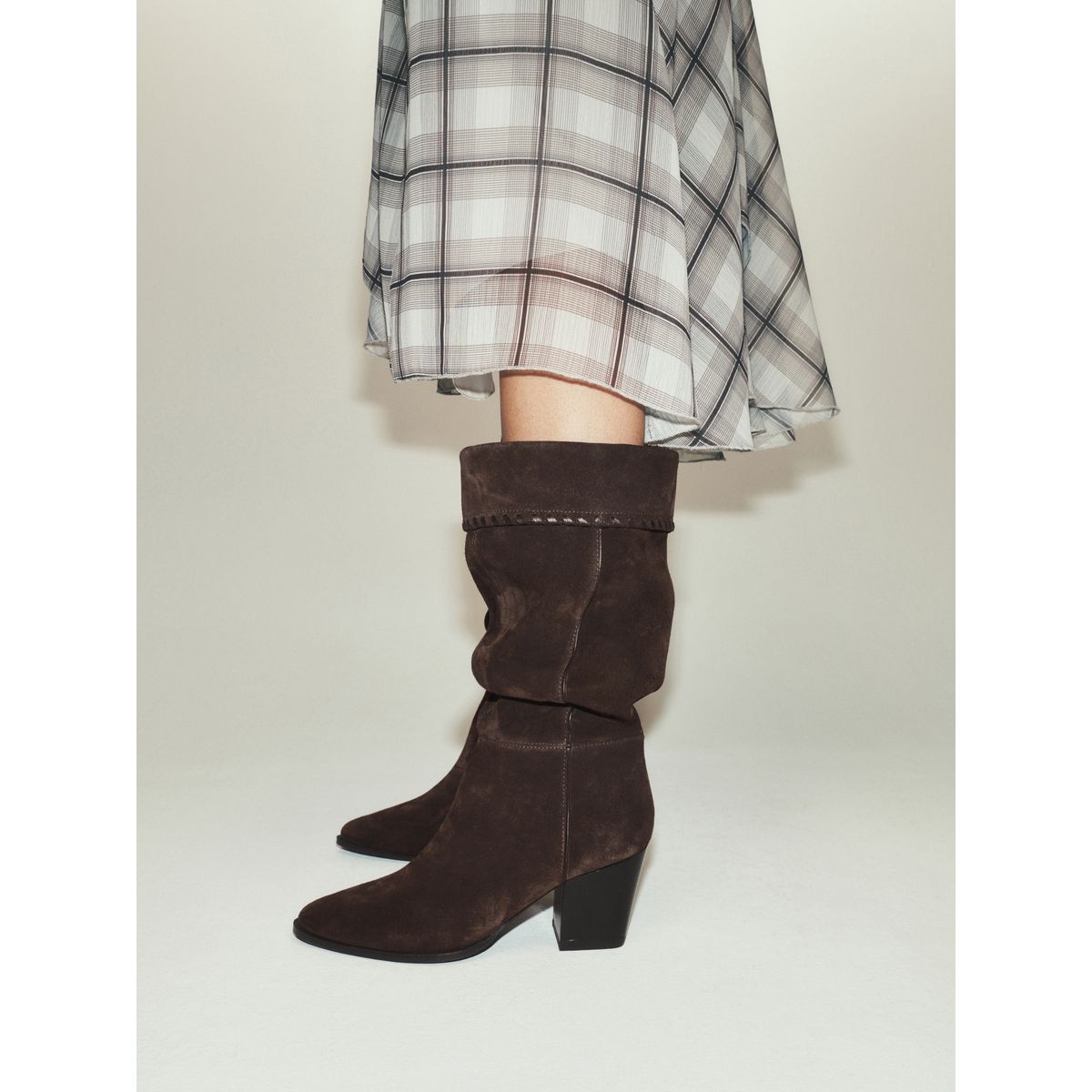 Bottes souples à point de feston marron chocolat, NEXT