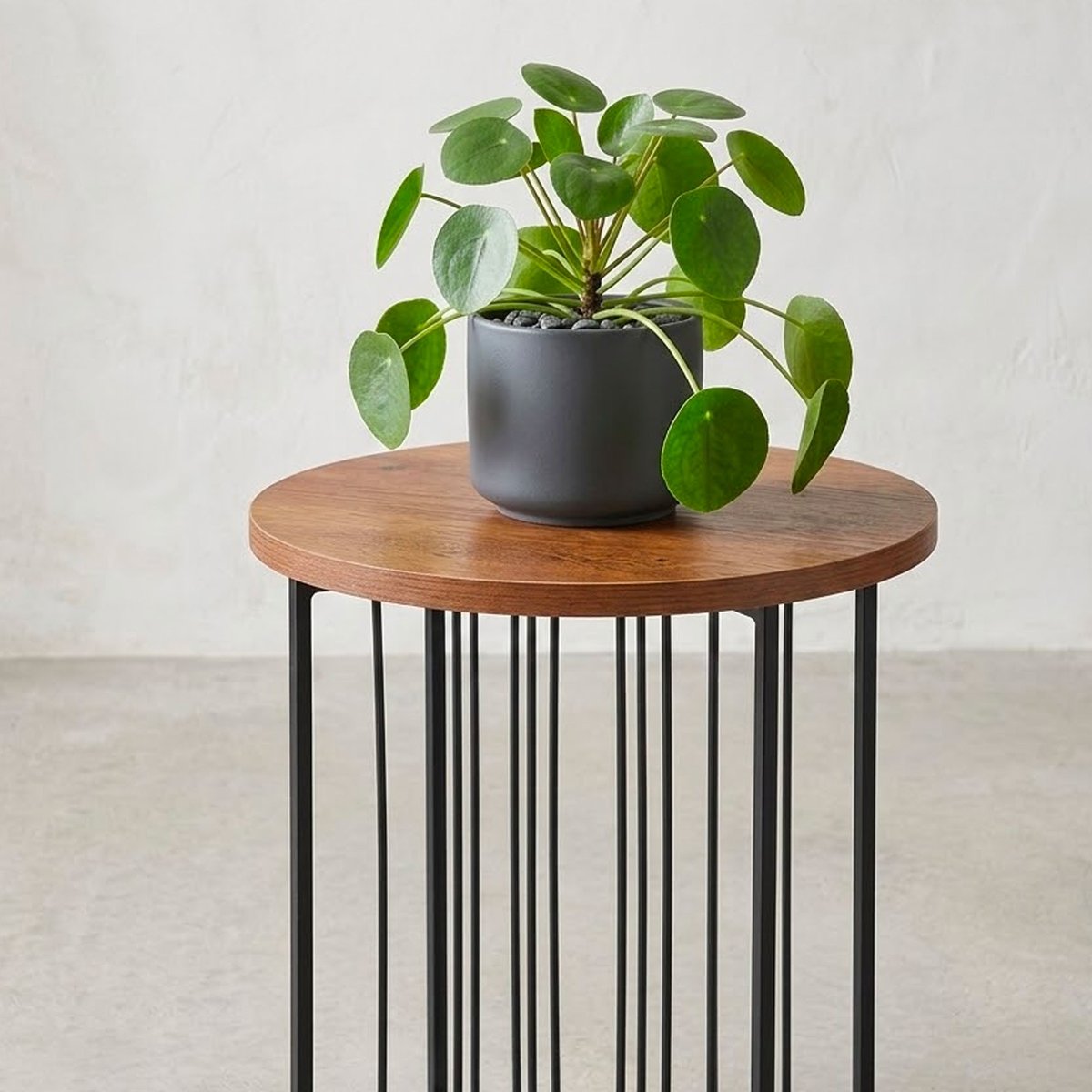 Table d'appoint bout de canapé métal noir et bois 30x30x50cm bois, WADIGA