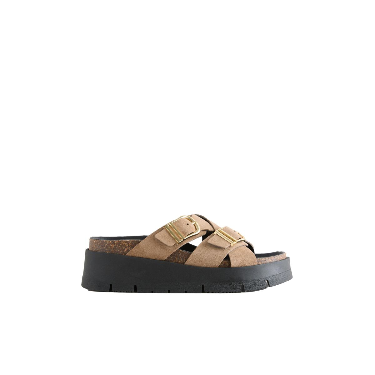 Sandales à plateforme et double boucle beige, NEXT