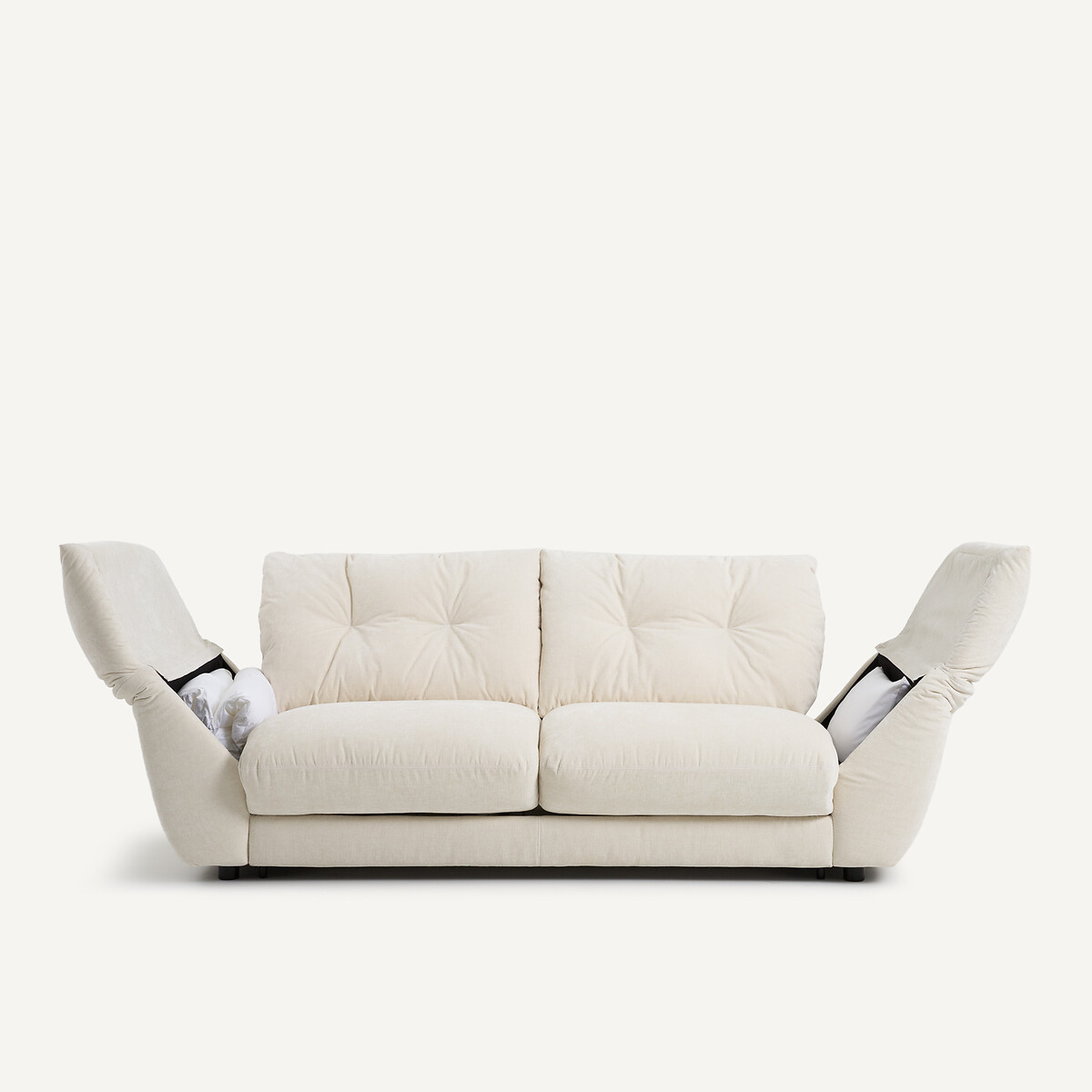 Canapé 3P convertible velours chenille, Edgar blanc, AM.PM