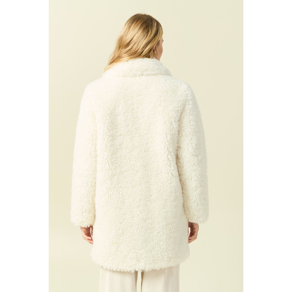 Manteau oversize long effet polaire creme, BONOBO
