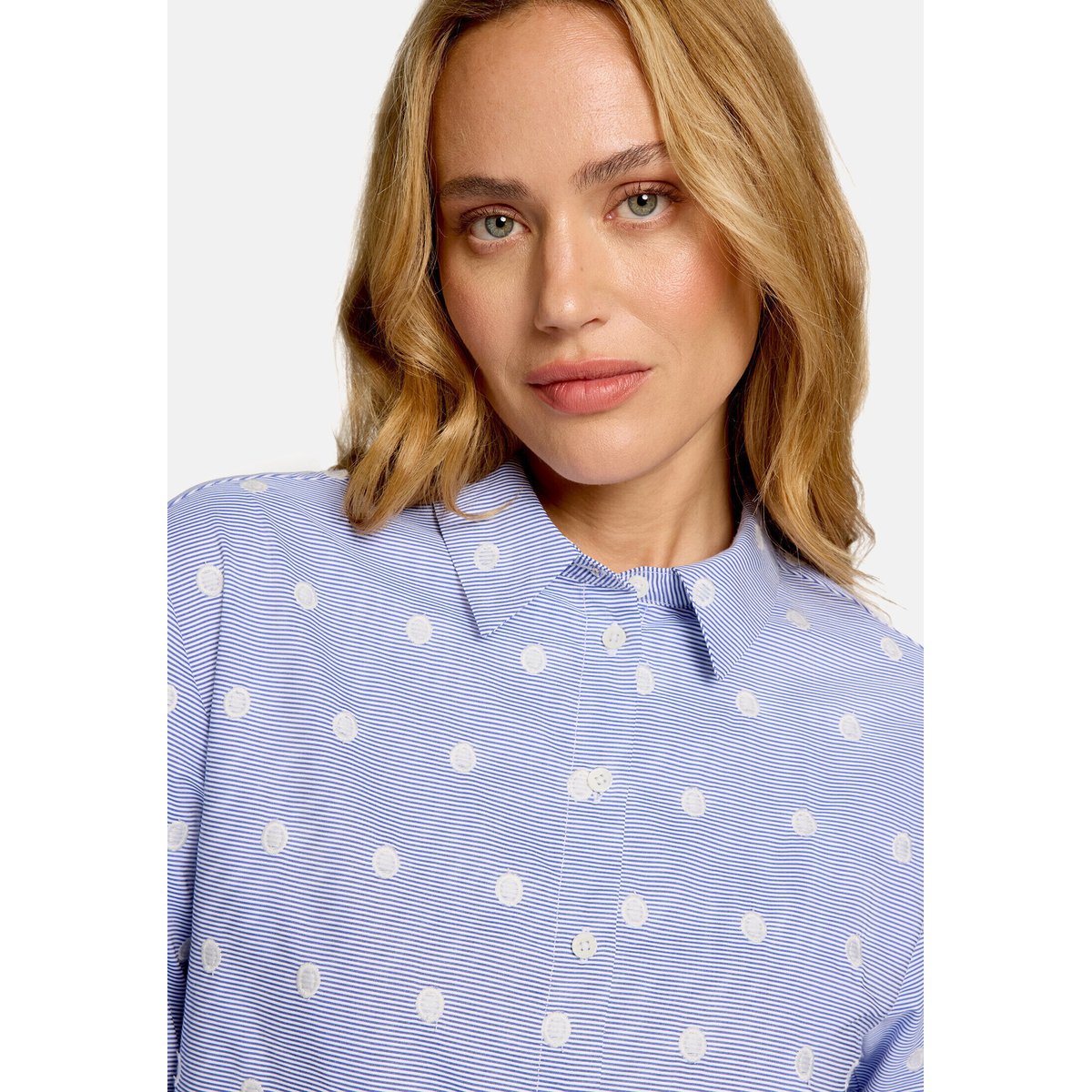 Blouse mit streifen und stickerei bluewhite, ZERO