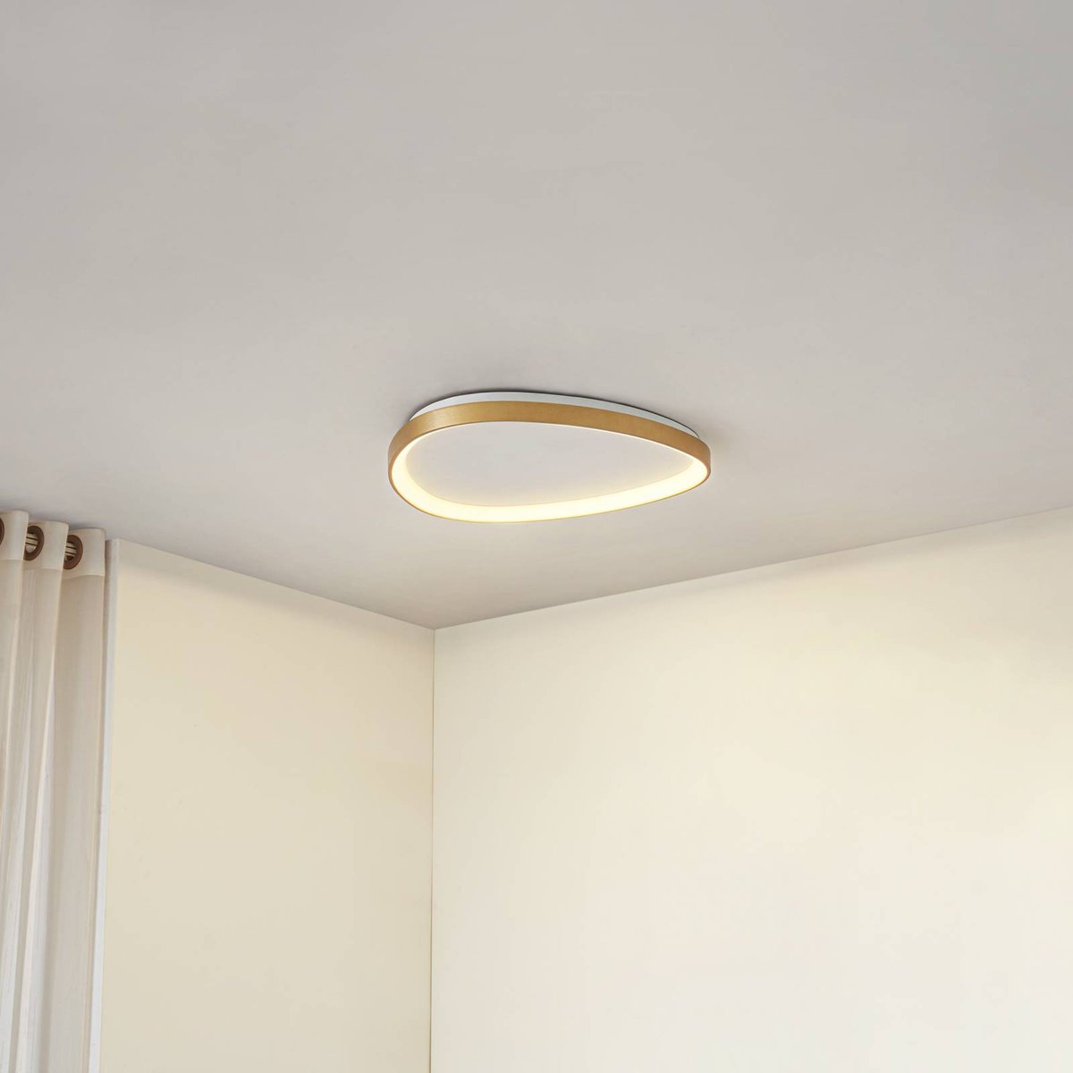 Plafonnier en aluminium moderneLED, Asken or, blanc, LUCANDE