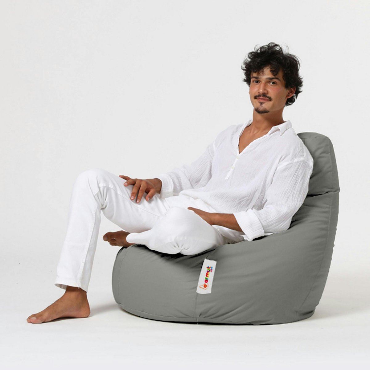 Pouf poire d'extérieur imperméable ARTA gris, PIER IMPORT