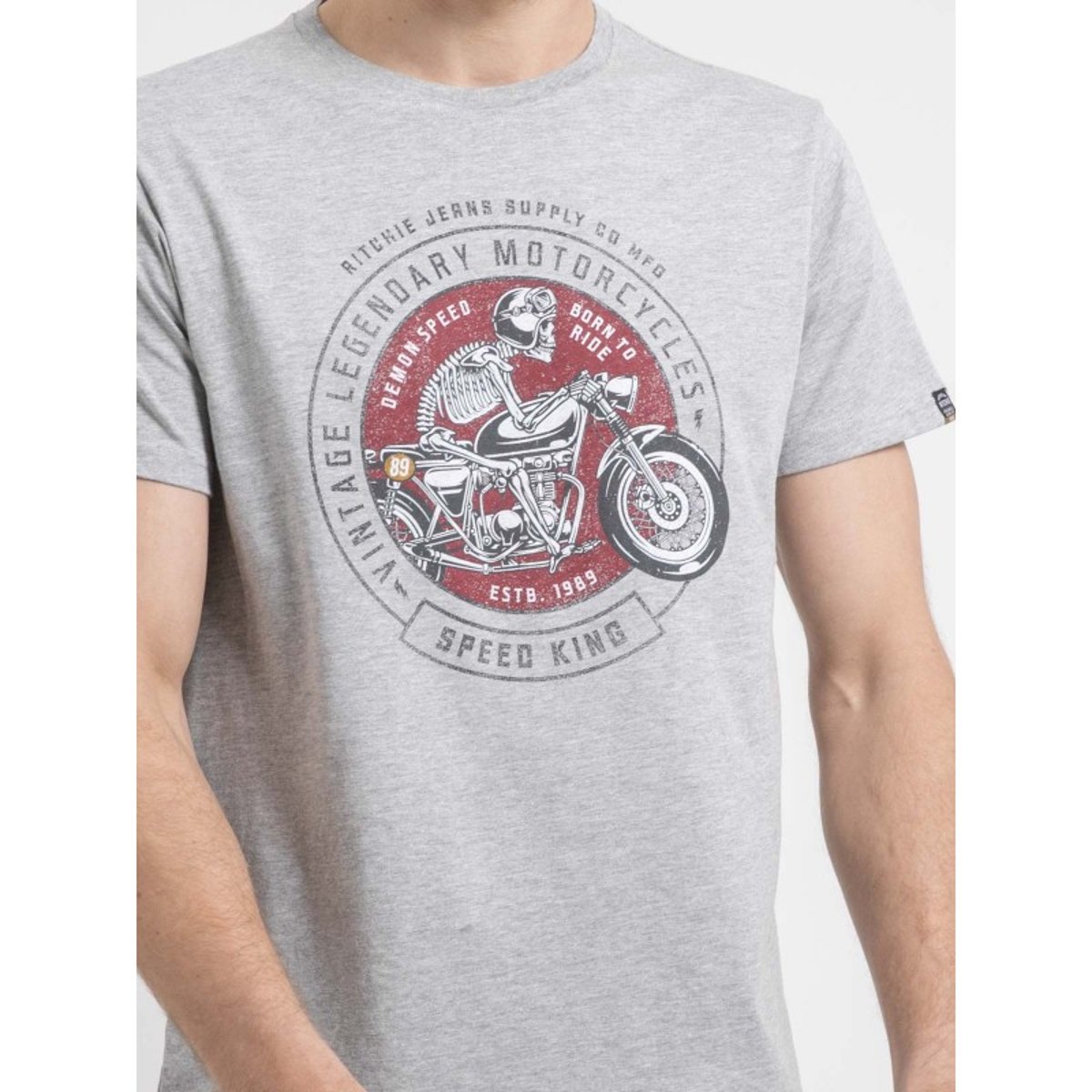 T-shirt Col Rond Pur Coton Nelizio gris, RITCHIE