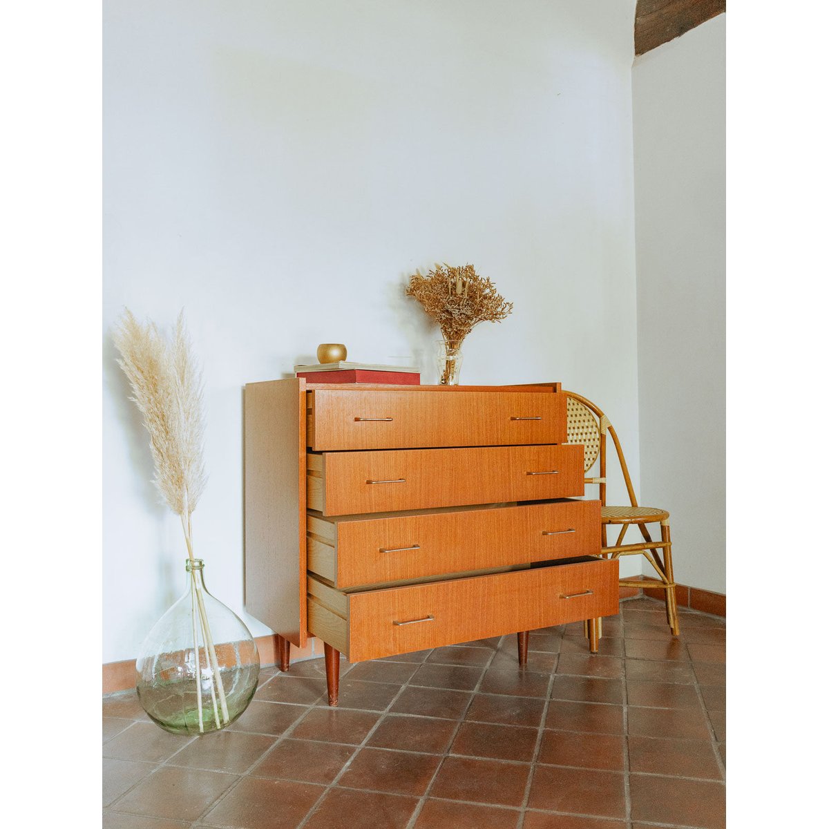 Commode scandinave ambrée Olga N°691 - Bon état marron, DEBONGOUT