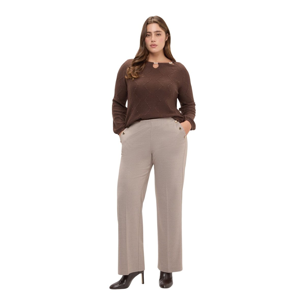 Pantalon à jambes larges beige, FIORELLA RUBINO