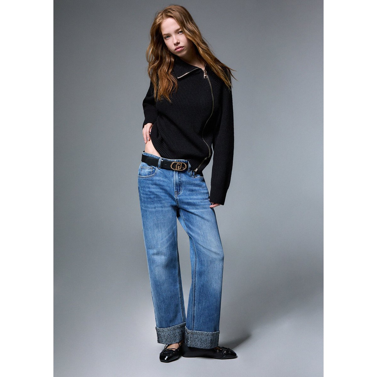 Jean droit avec micro strass denim clair, LIU JO