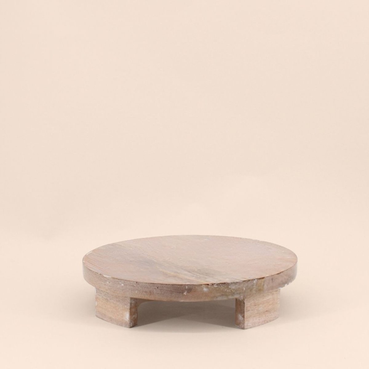 Set de 2 plateaux ronds en bois sur pieds naturel, ORNAMI