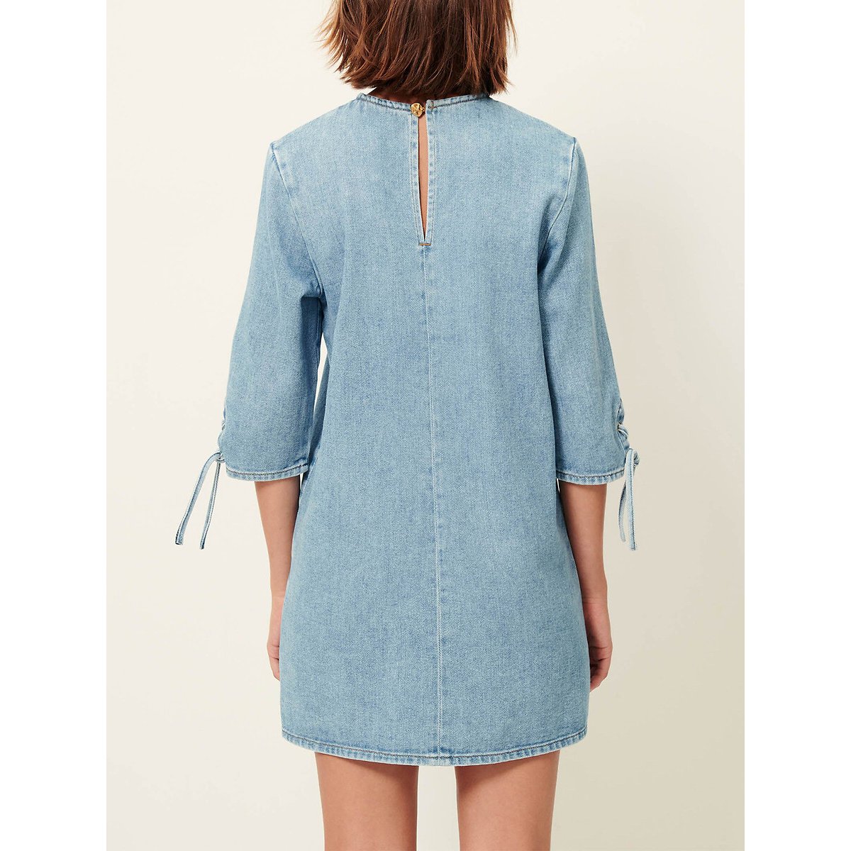 Robe courte à manches 3/4 lacées, en denim, TIZZANO bleu denim, SESSUN