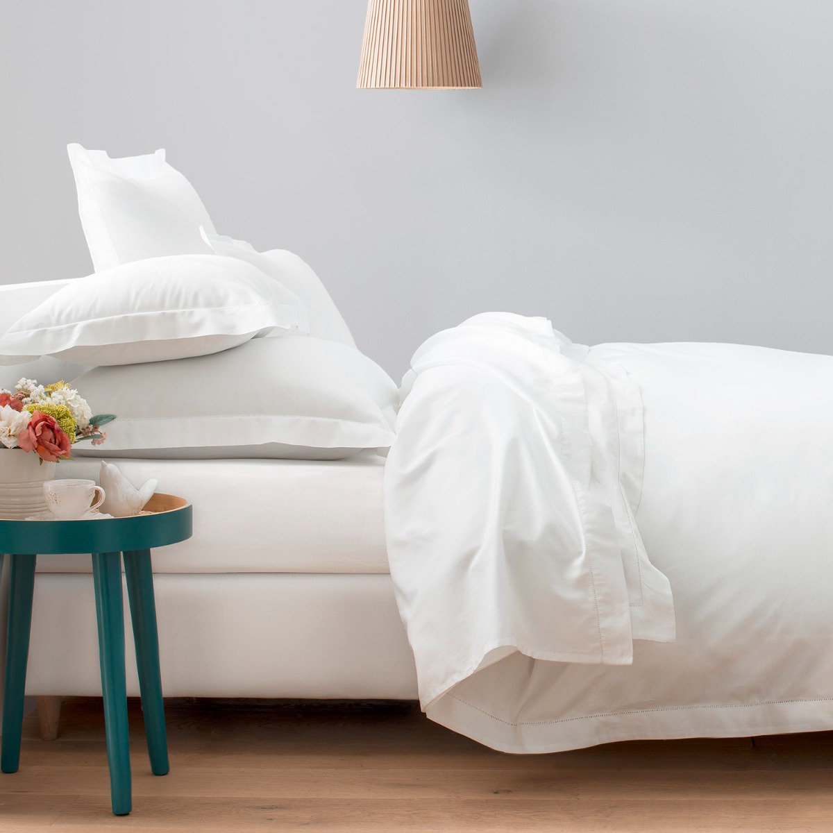 Housse de couette satin de coton égyptien 120 fils - 300 tc LONDON blanc, COTTON & CO