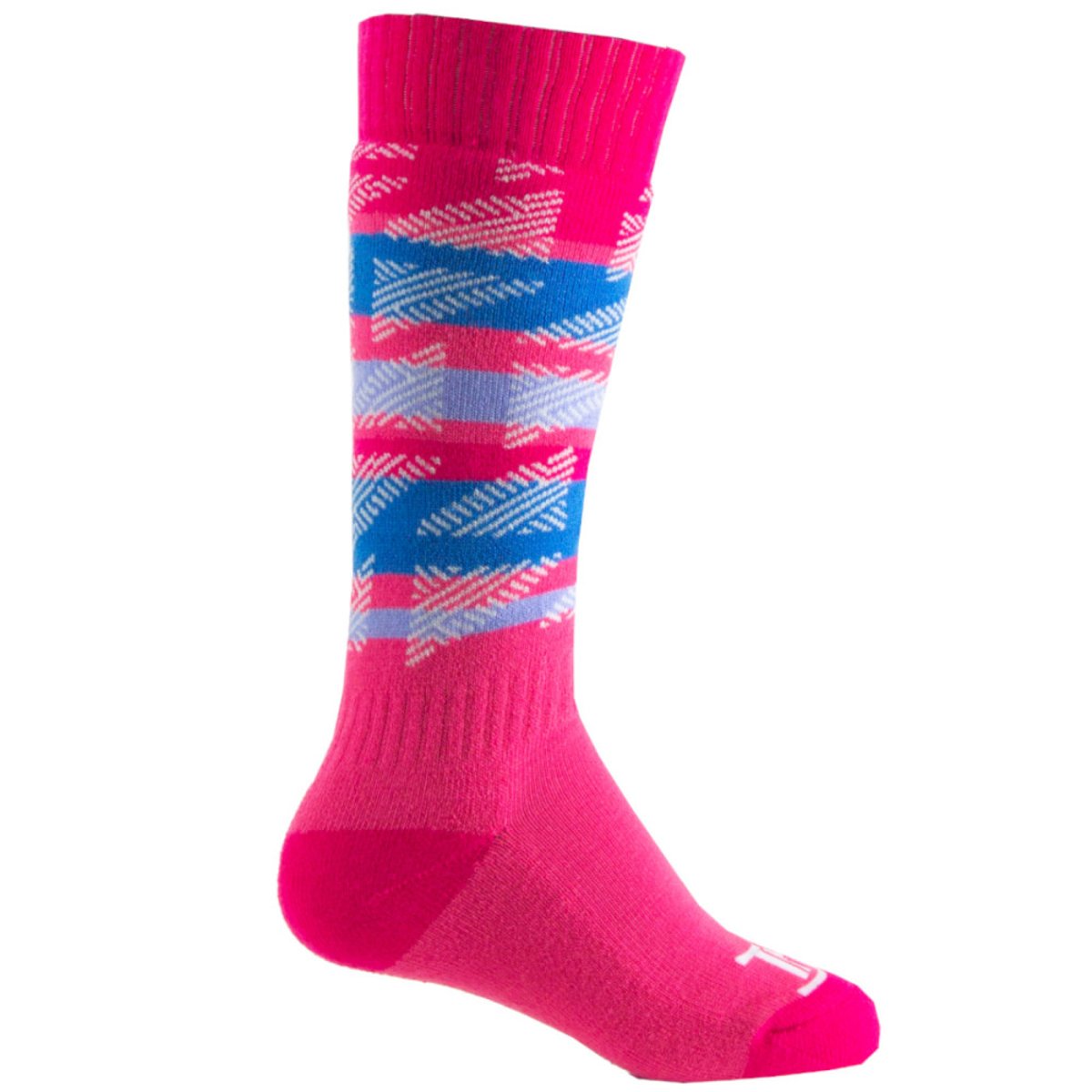 Lot de 2 mi-bas ski fille tendance en acrylique rose bleu, THYO
