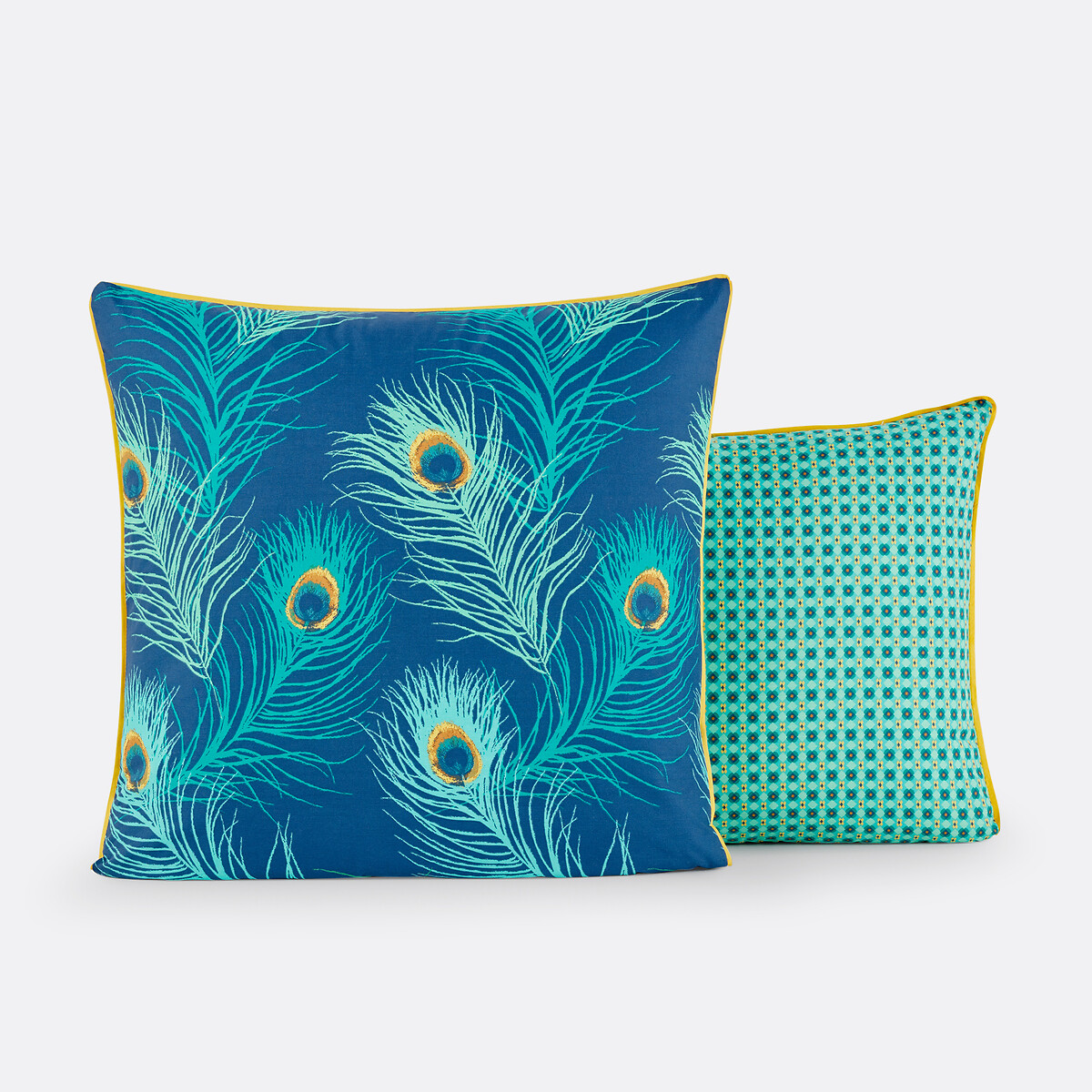 Taie percale de coton, Shakhra bleu/vert/jaune, LA REDOUTE INTERIEURS