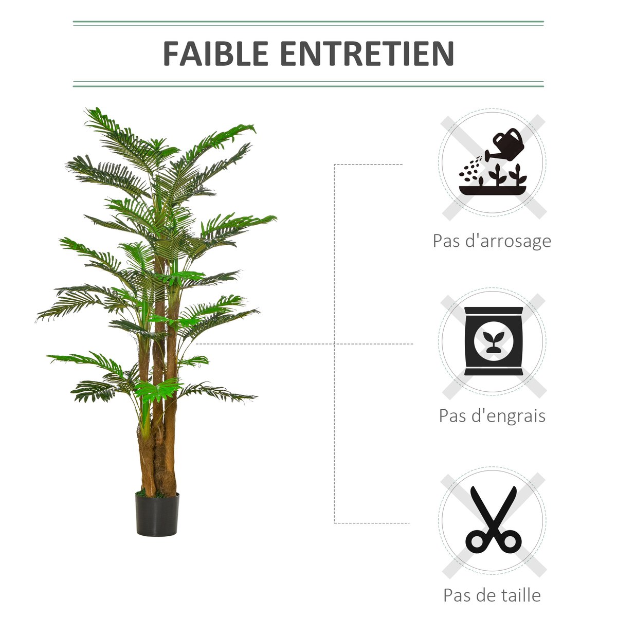 Palmier artificiel PE Vert vert, HOMCOM