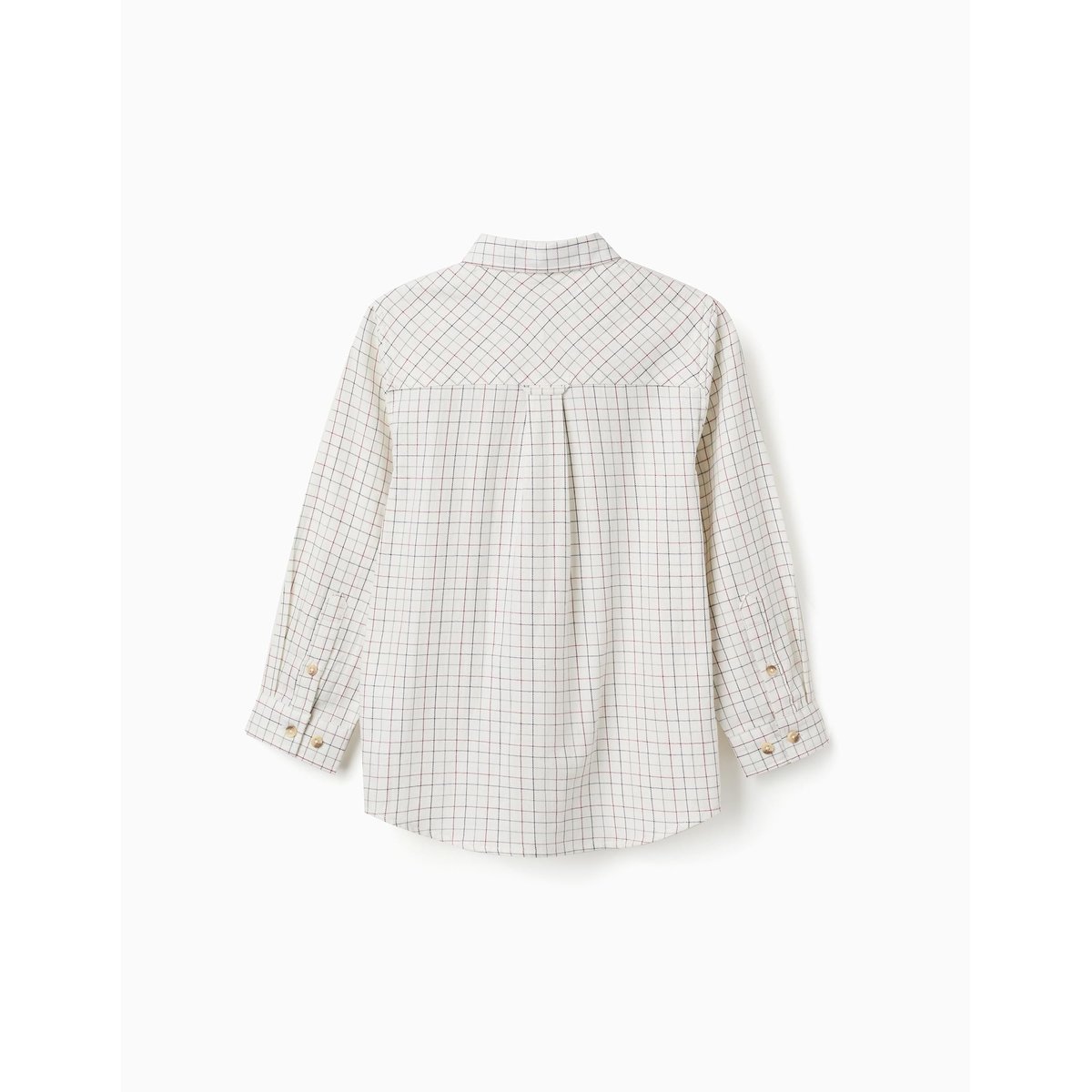 Chemise en coton à manches longues à carreaux beige clair, ZIPPY