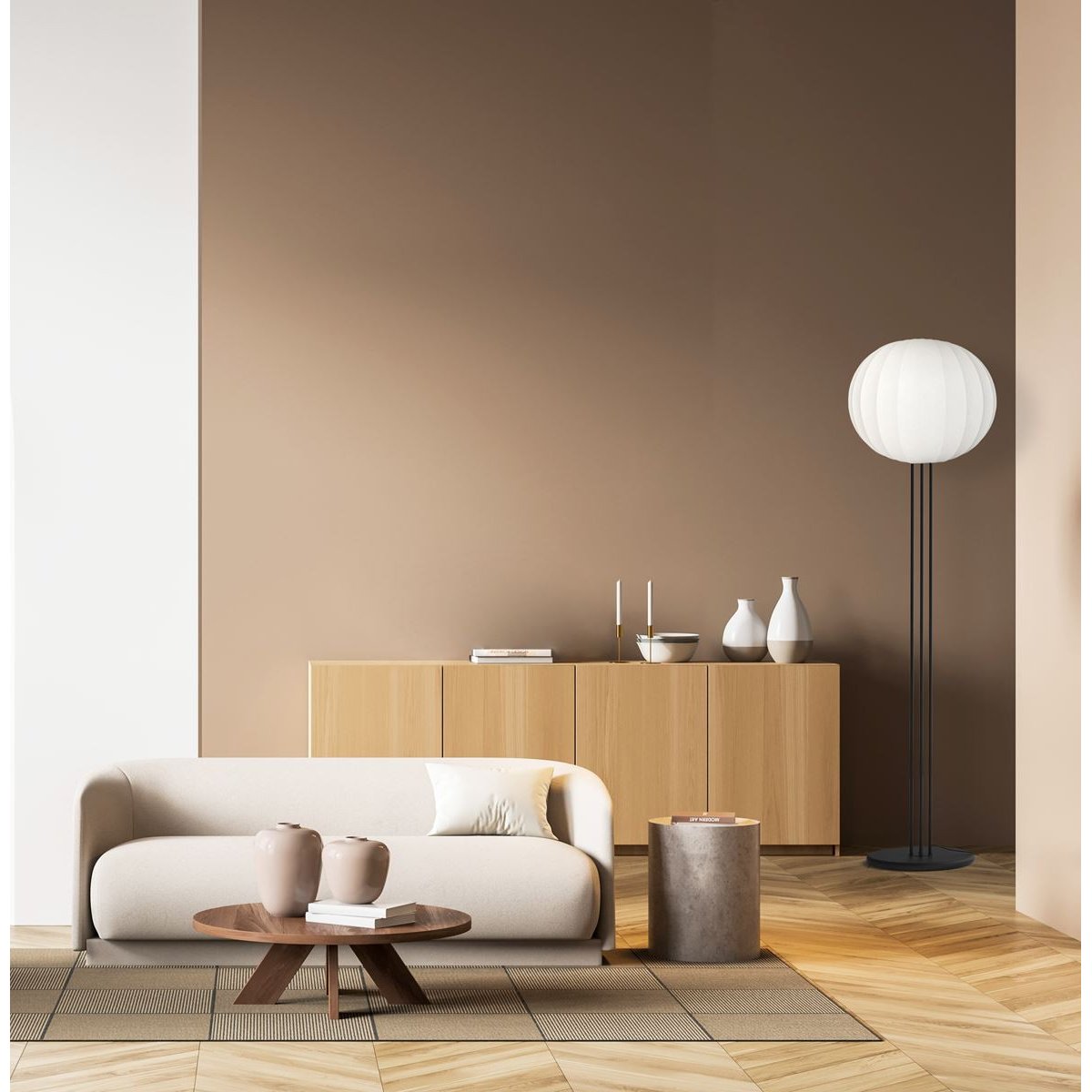 Lampadaire design en métal scandinave, BELOUNE noir, ALUMINOR