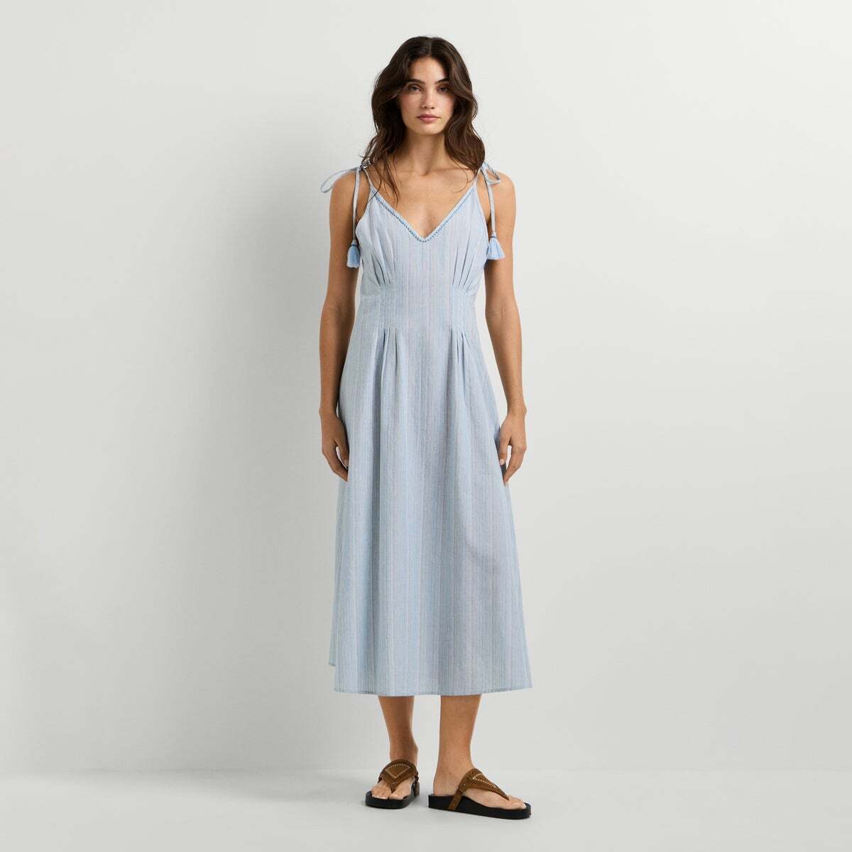 Robe Midi À Rayures bleu mer tempête, PEPE JEANS