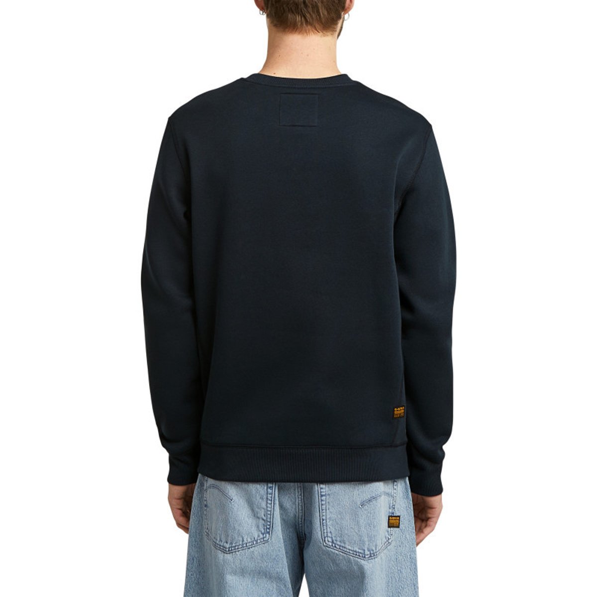 Sweat marine uni avec une coupe droite et des manches longues bleu foncé, G-Star RAW