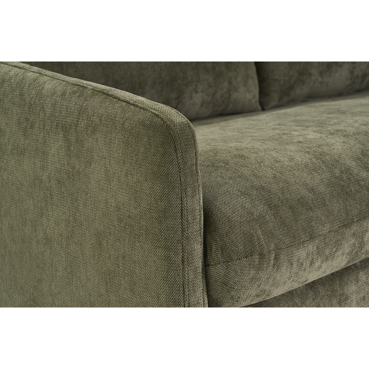 Canapé 2 places en tissu effet velours texturé beige PAULIN kaki, MILIBOO