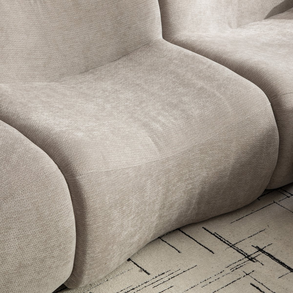 Canapé d'angle réversible compressé 3 places avec pouf, CLOUD taupe, MEUBLES COSY