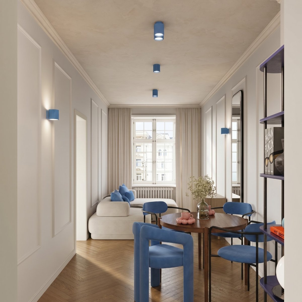 Plafonnier Aluminium Bleu Gx53 2 AURA bleu, EDEN