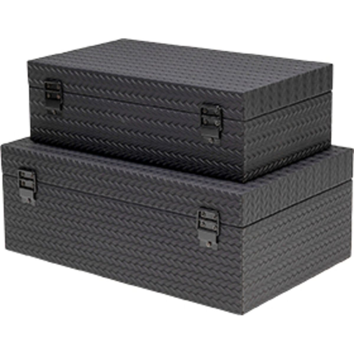 Lot de 2 boîtes en simili tressé, KEY noir, KARE DESIGN