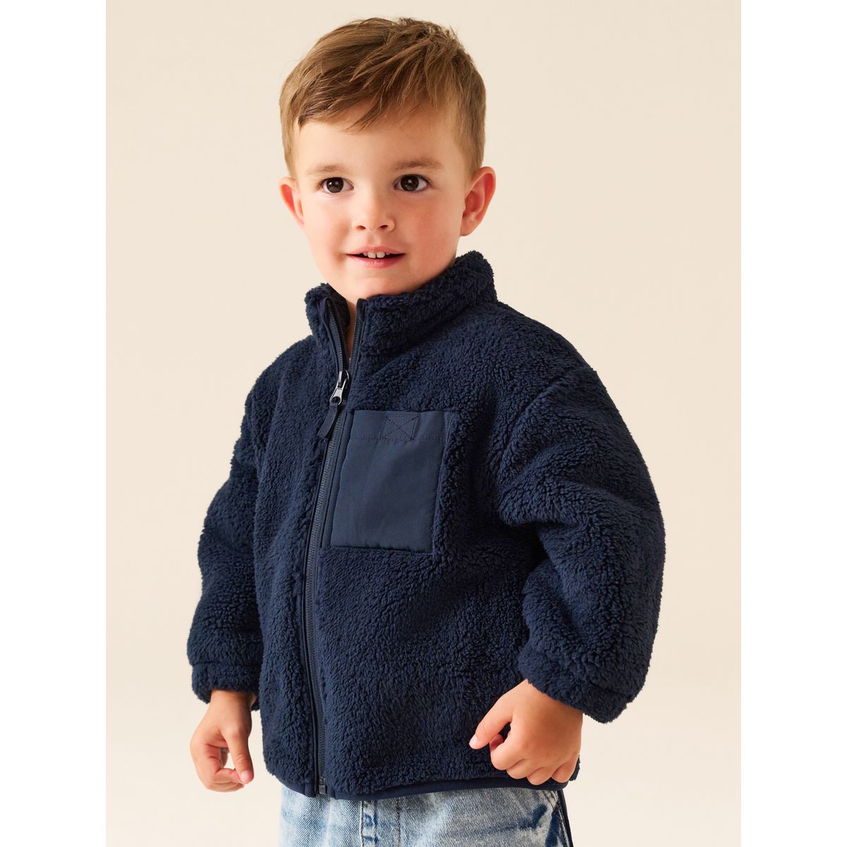 Polaire zippée bleu marine, NEXT