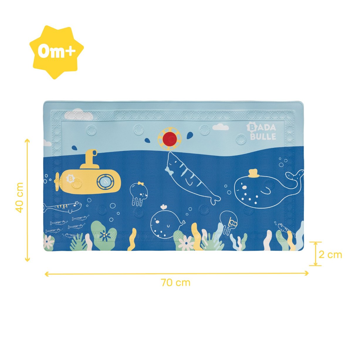 Tapis de bain témoin de température bleu, BADABULLE