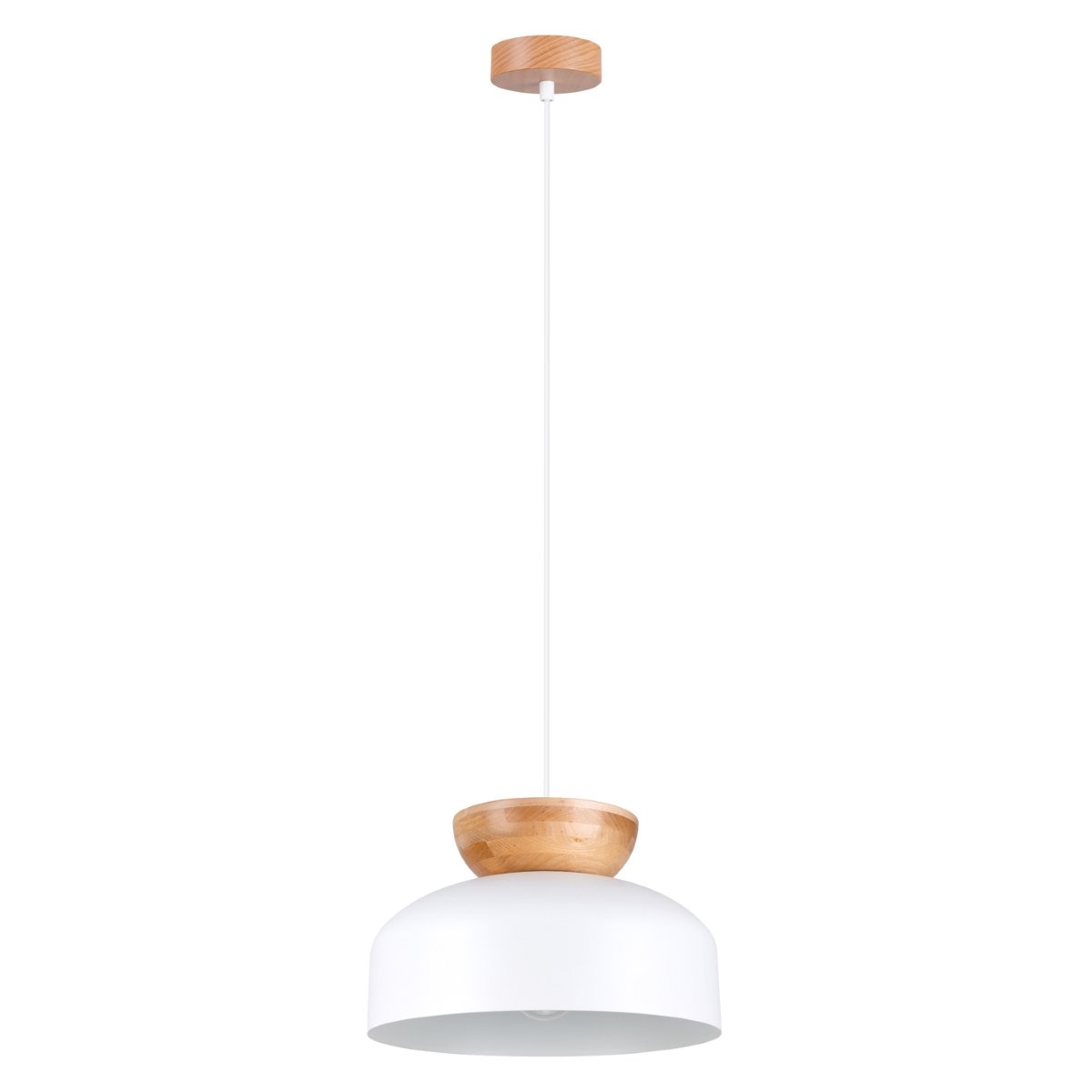 Suspension Bois Blanc/Bois Naturel E27 1 Marion blanc, EDEN
