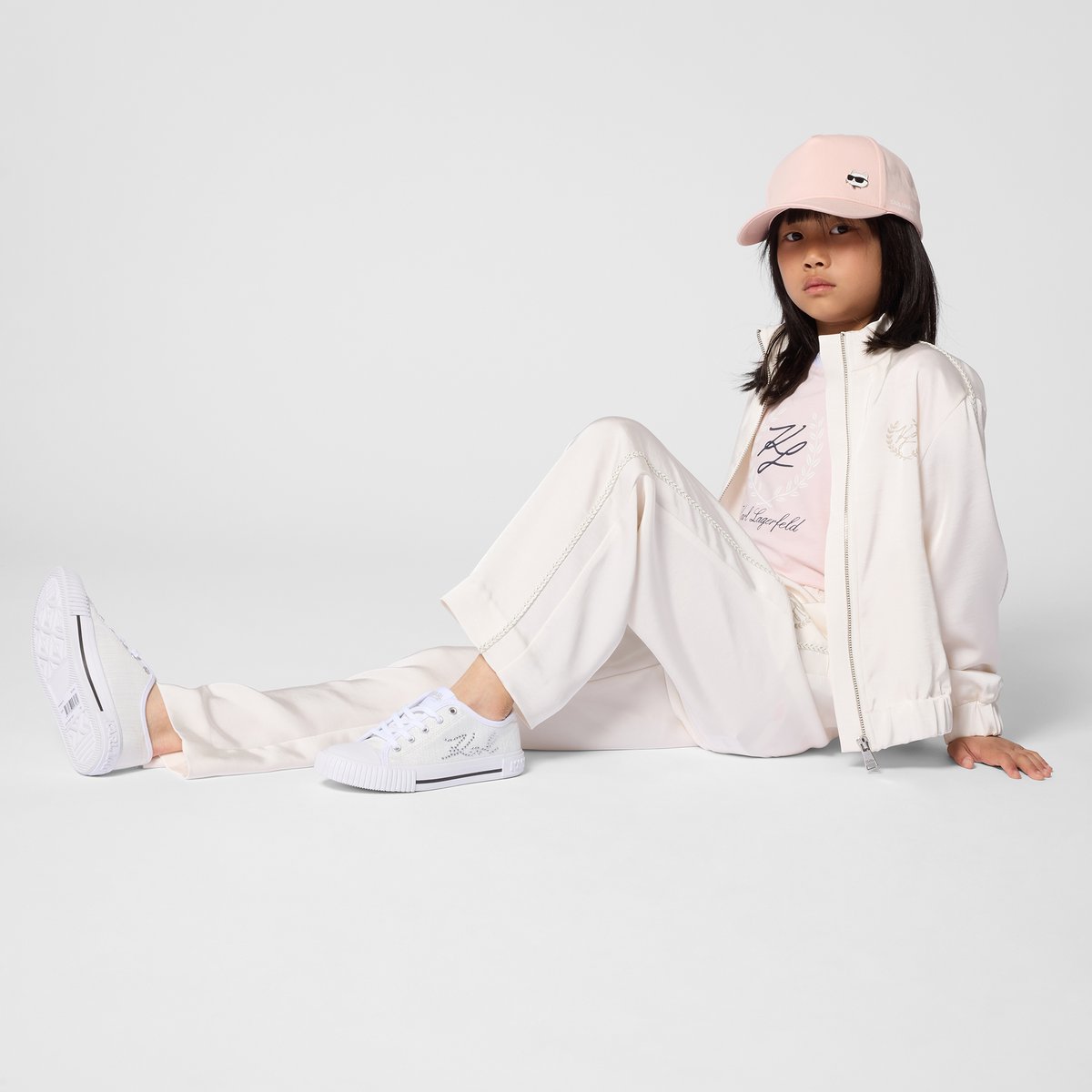 Pantalon de jogging en satin milk, KARL LAGERFELD KIDS