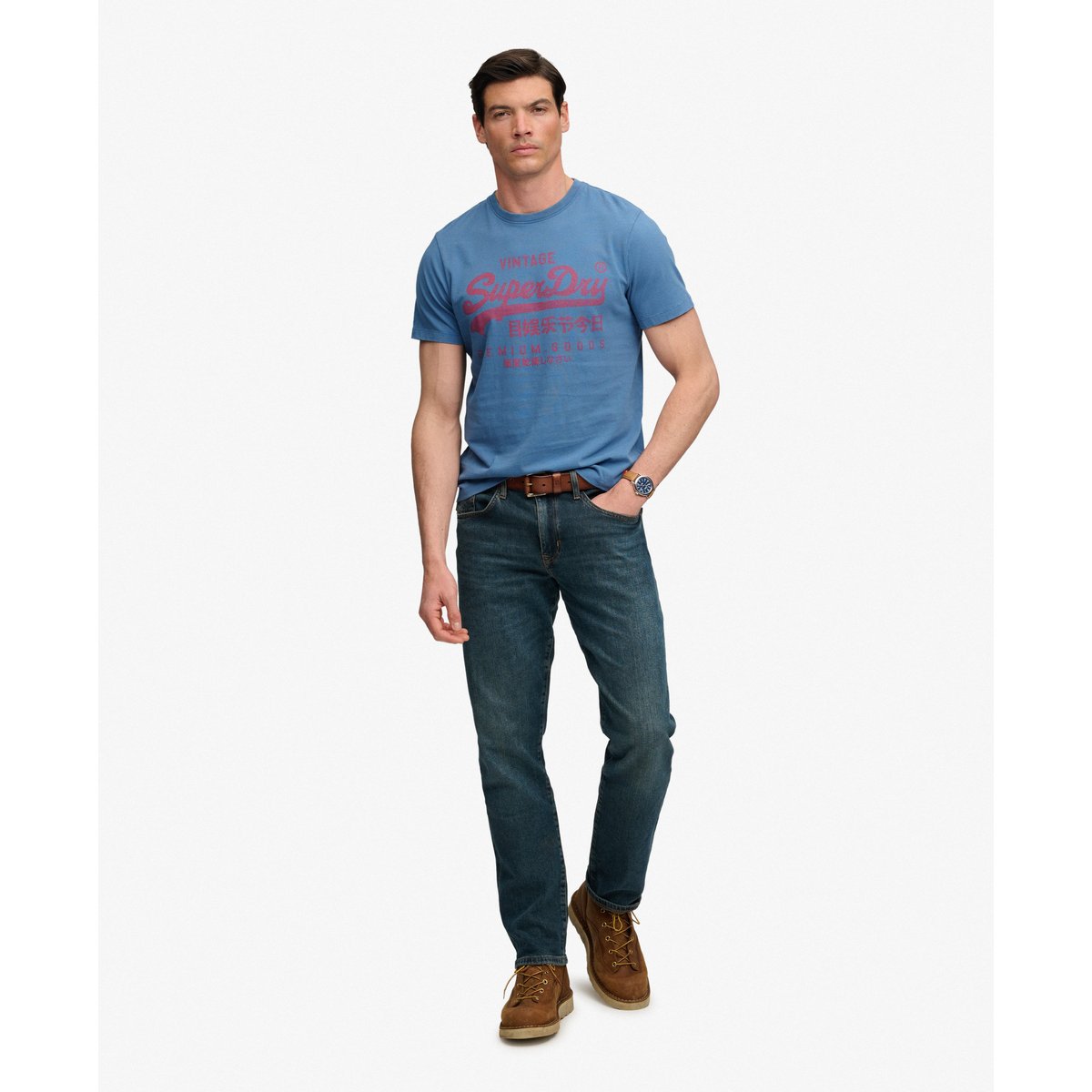 T-shirt Vintage Logo Classique bleu de saxe, SUPERDRY