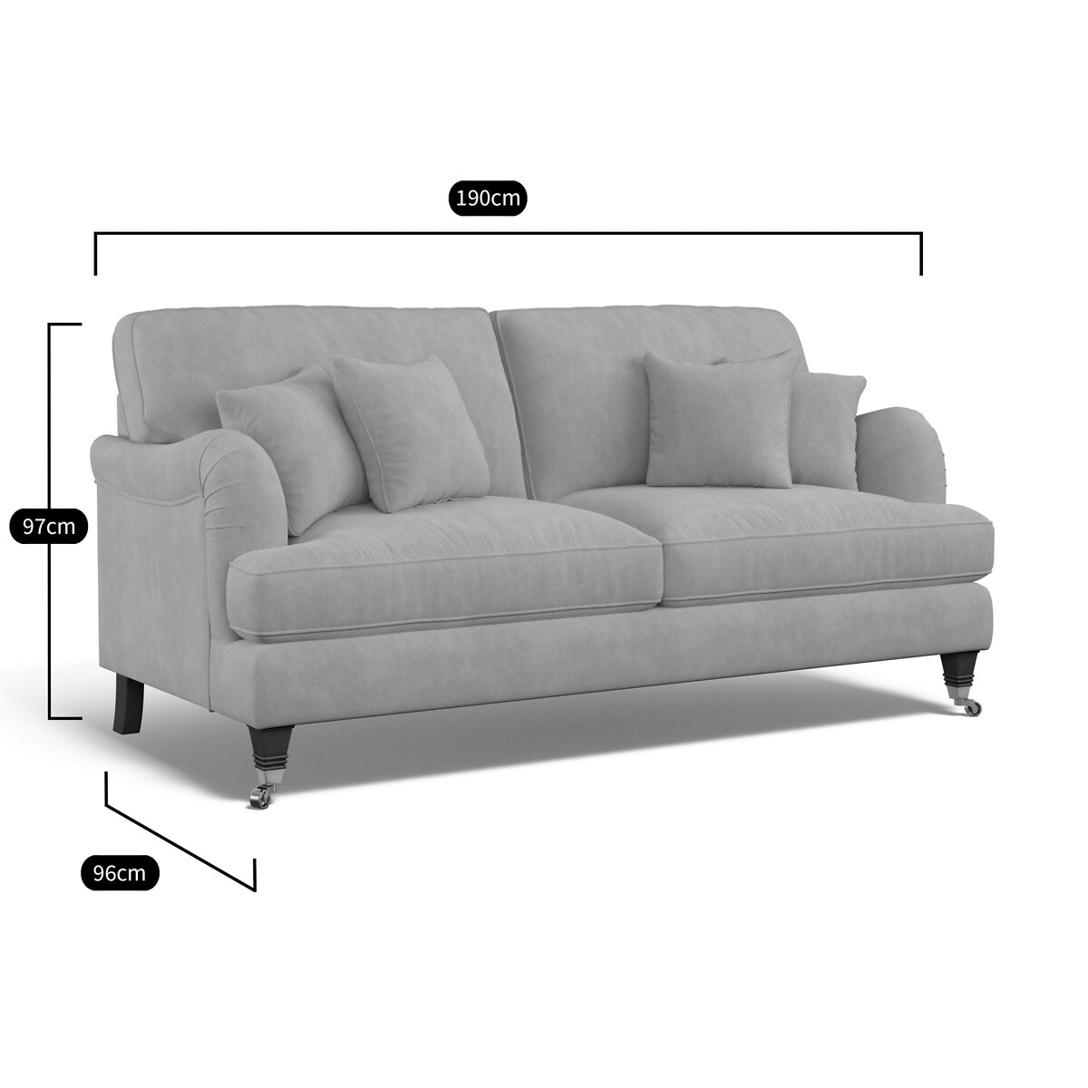 Emeline Tonal Basket Weave 3 Seater Sofa with Oak Legs ecru , ÉDITÉ