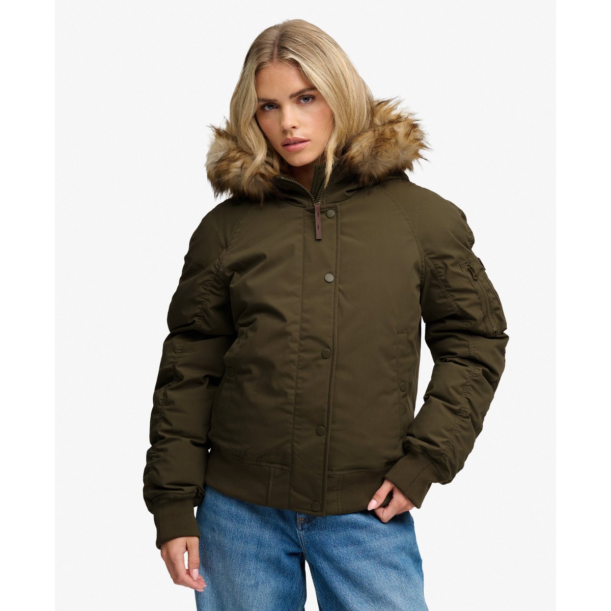 Bomber MA1 Matelassé à Capuche kaki sauvage, SUPERDRY