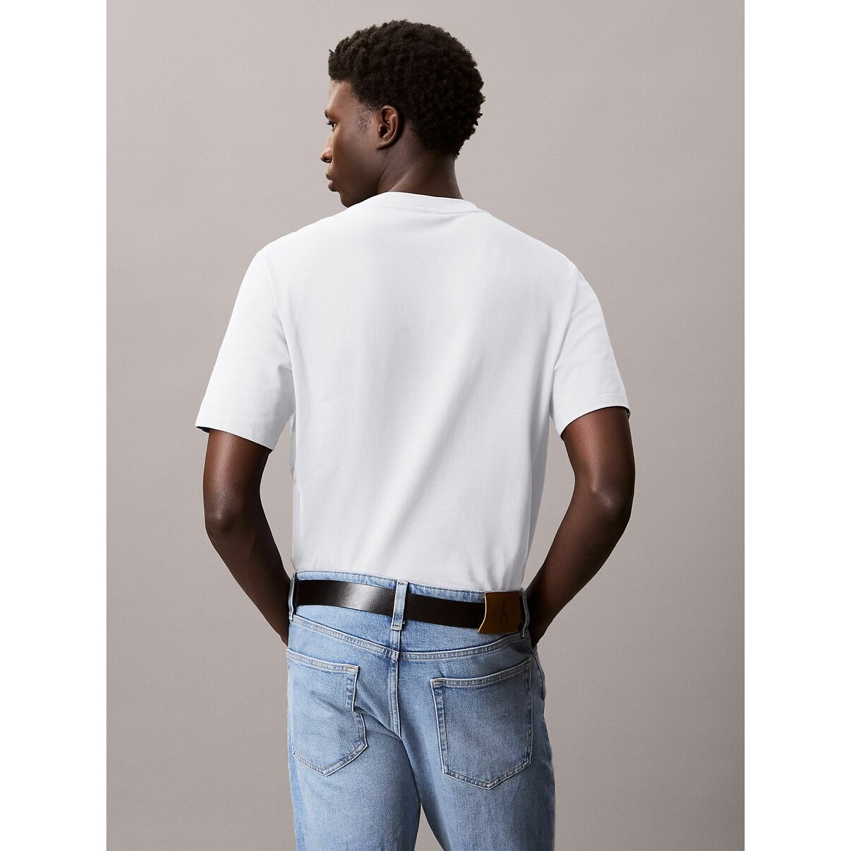 Cotton Pique Nano T-Shirt with Short Sleeves white, CALVIN KLEIN