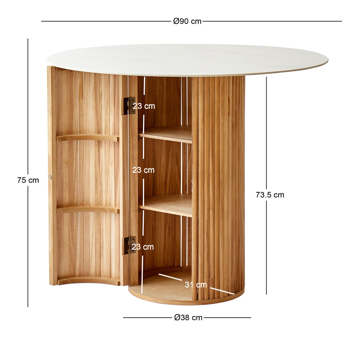 Table à manger 4 personnes, bois, HAVANA blanc marbre, NORDLYS