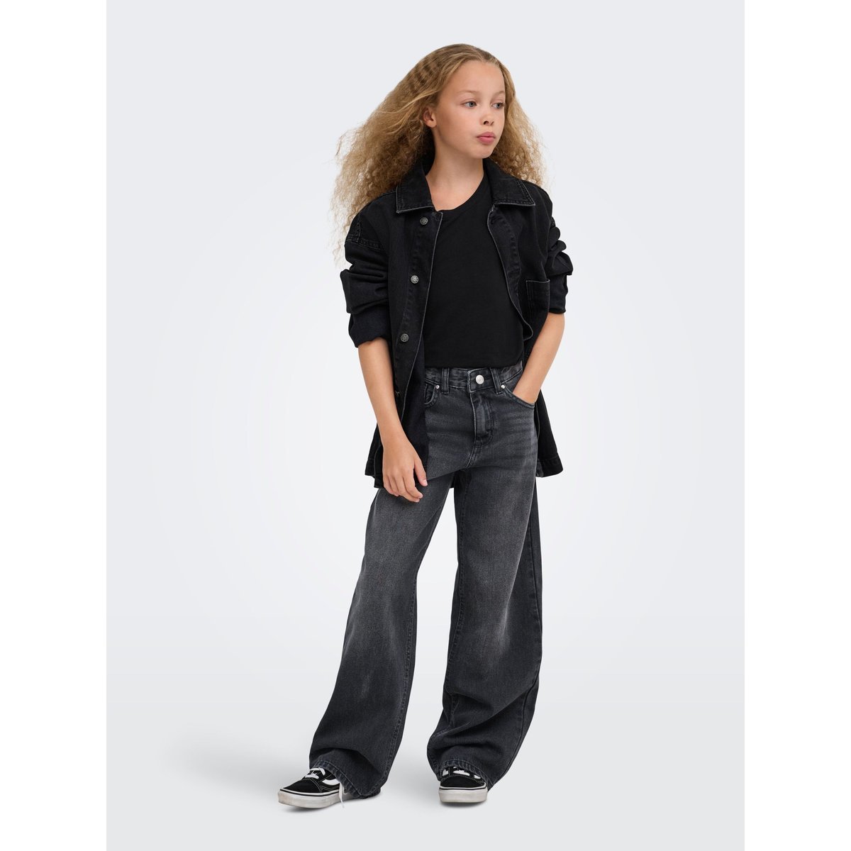 Jean À Jambe Large noire - washed black 1, KIDS ONLY