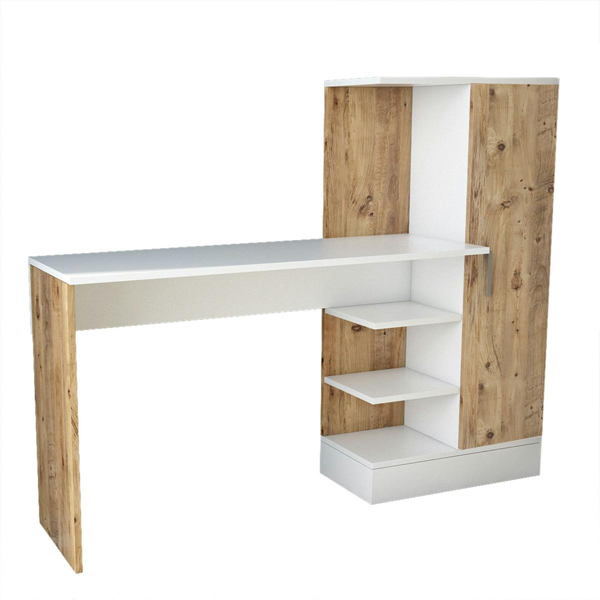 Bureau d'ado avec rangements étagères MARFA blanc, PIER IMPORT