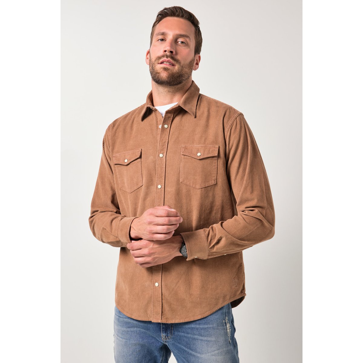 Chemise en velours côtelé marron noisette, JP1880