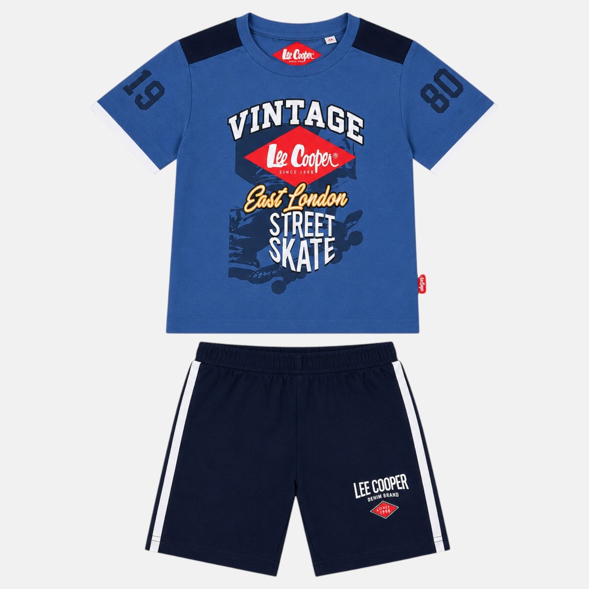 Ensemble t-shirt imprimé et short PLAYTIME bleu marine, LEE COOPER